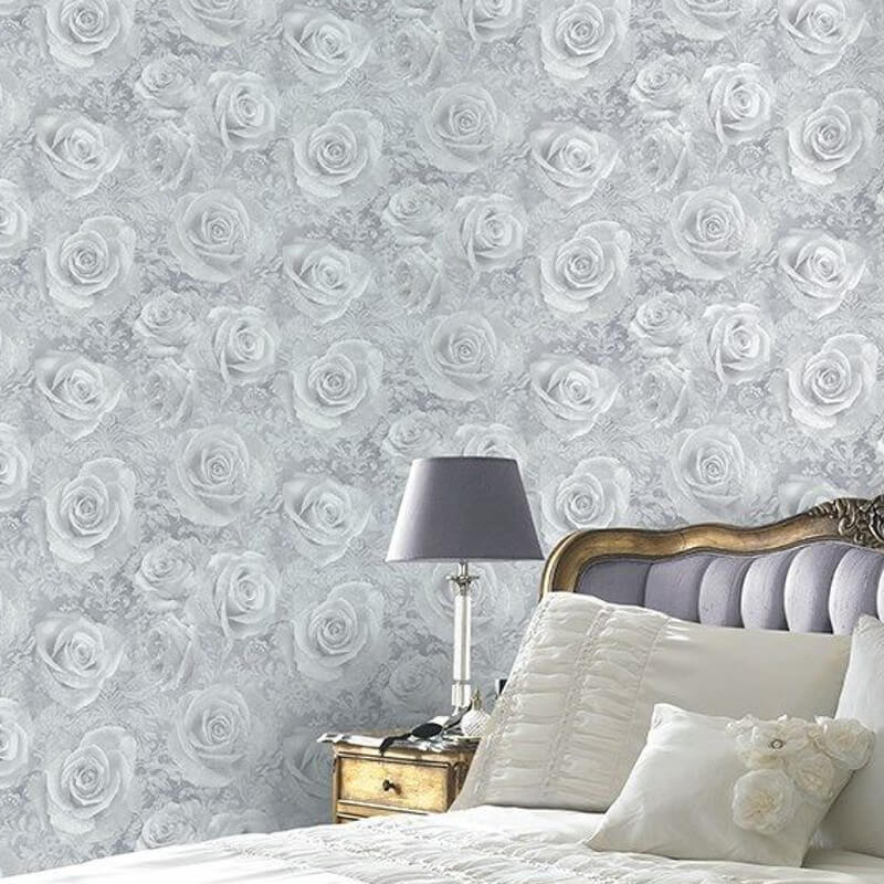 Grey Floral Wallpaper Bedroom Simple grey and white color wallpaper